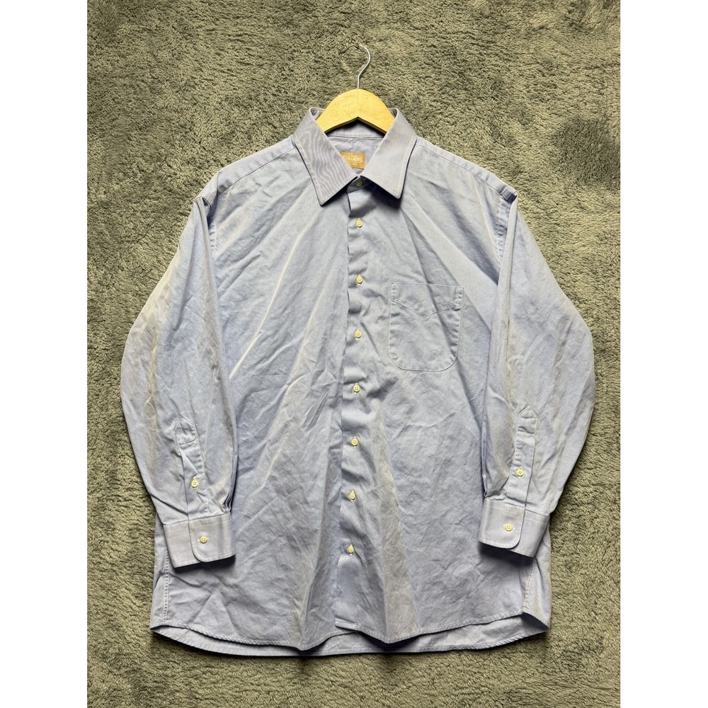 Gitman Bros Dress Shirt Mens 17.5/35 Blue 100% Cotton Oxford Formal Business